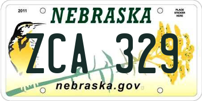 NE license plate ZCA329