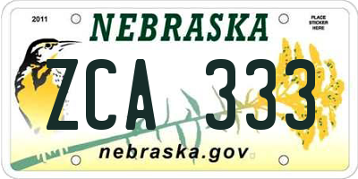 NE license plate ZCA333