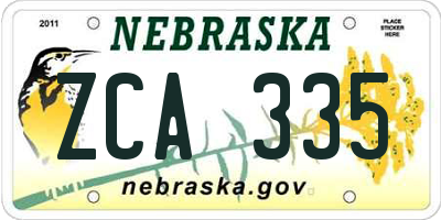 NE license plate ZCA335