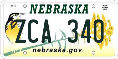 NE license plate ZCA340