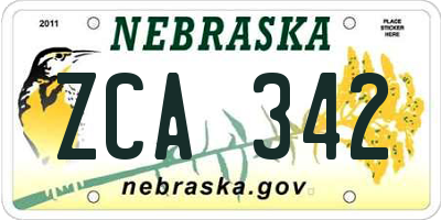 NE license plate ZCA342