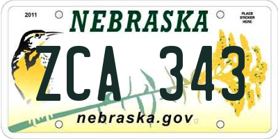 NE license plate ZCA343