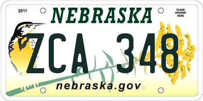 NE license plate ZCA348