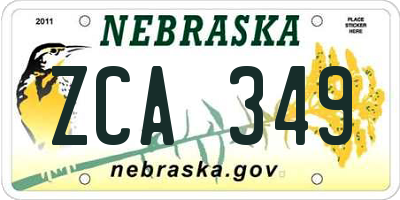 NE license plate ZCA349