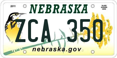 NE license plate ZCA350