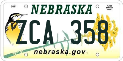 NE license plate ZCA358