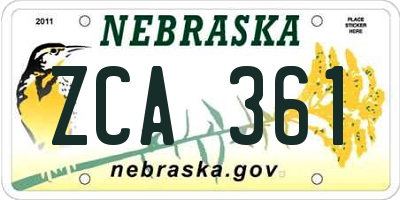 NE license plate ZCA361