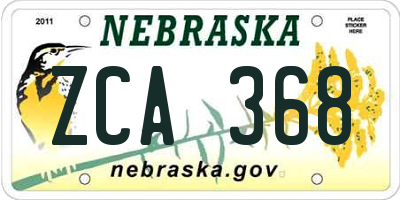 NE license plate ZCA368