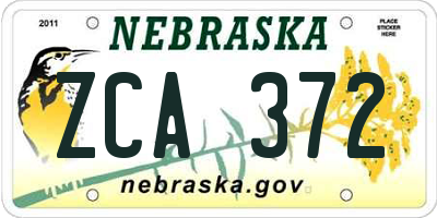 NE license plate ZCA372
