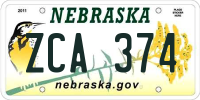 NE license plate ZCA374