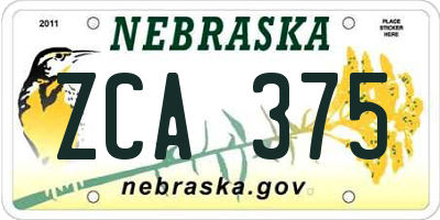 NE license plate ZCA375