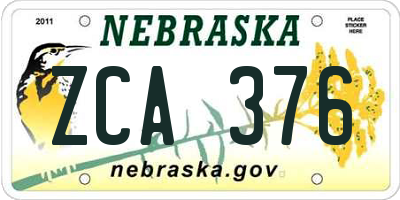 NE license plate ZCA376