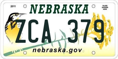 NE license plate ZCA379