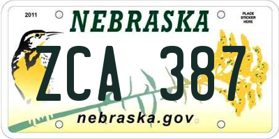 NE license plate ZCA387