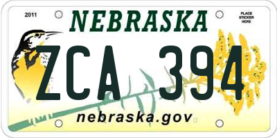 NE license plate ZCA394