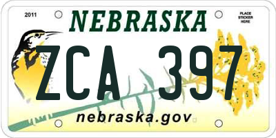 NE license plate ZCA397