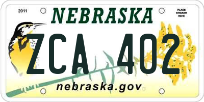 NE license plate ZCA402