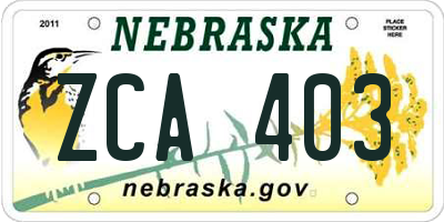 NE license plate ZCA403