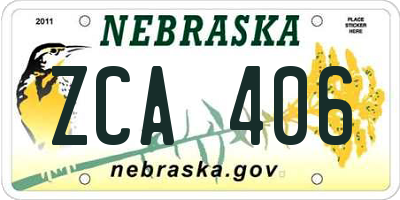 NE license plate ZCA406