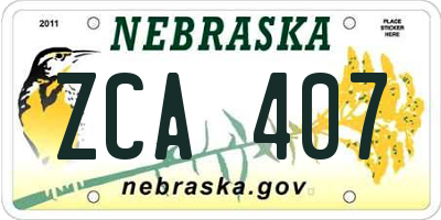 NE license plate ZCA407