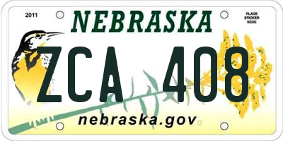 NE license plate ZCA408