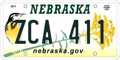 NE license plate ZCA411