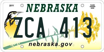 NE license plate ZCA413
