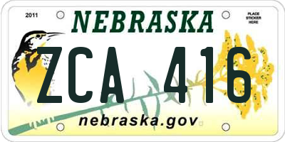 NE license plate ZCA416