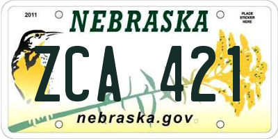 NE license plate ZCA421