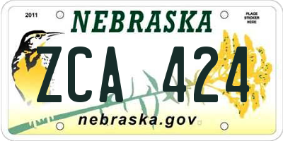 NE license plate ZCA424