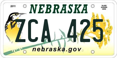 NE license plate ZCA425