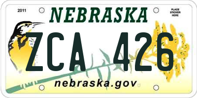 NE license plate ZCA426