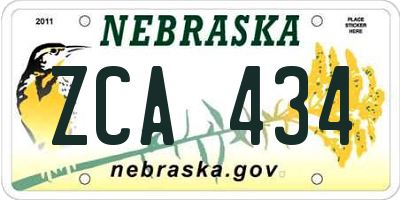 NE license plate ZCA434