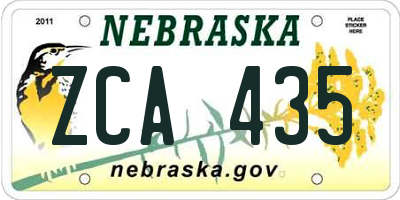 NE license plate ZCA435