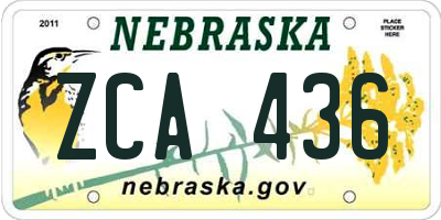 NE license plate ZCA436