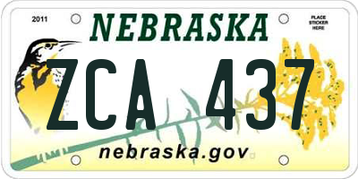 NE license plate ZCA437