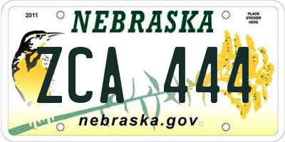 NE license plate ZCA444