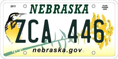 NE license plate ZCA446
