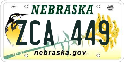 NE license plate ZCA449