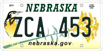 NE license plate ZCA453