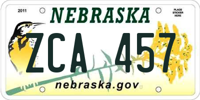NE license plate ZCA457