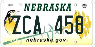 NE license plate ZCA458