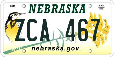 NE license plate ZCA467