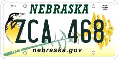 NE license plate ZCA468