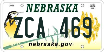 NE license plate ZCA469