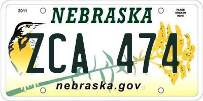NE license plate ZCA474