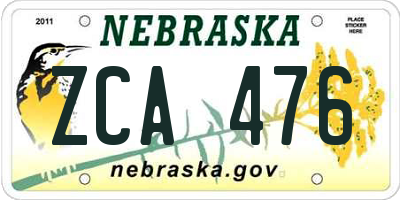 NE license plate ZCA476