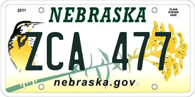 NE license plate ZCA477