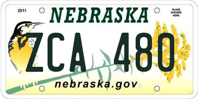 NE license plate ZCA480