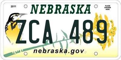 NE license plate ZCA489
